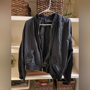 Express black windbreaker material bomber jacket